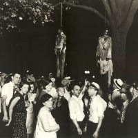 Souvenir Portrait of the Lynching of Abram Smith and Thomas Shipp, August 7, 1930, by studio photographer Lawrence Beitler. Courtesy of the Indiana Hisorical Society.