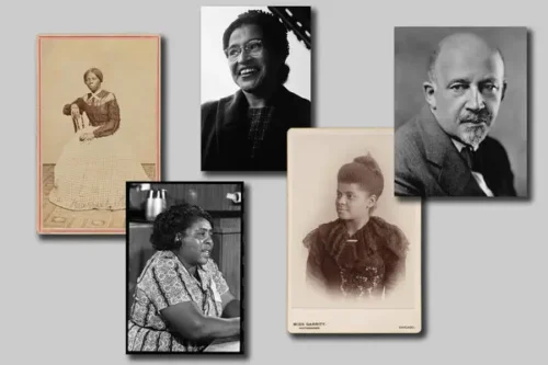 Clockwise from left: Harriet Tubman, Rosa Parks, W.E.B. Dubois, Ida B. Wells and Fannie Lou Hamer. (National Portrait Gallery, Smithsonian Institution; Getty Images; Bettman Archive/Getty Images; Warren K. Leffler, via Library of Congress; National Portrait Gallery, Smithsonian Institution)